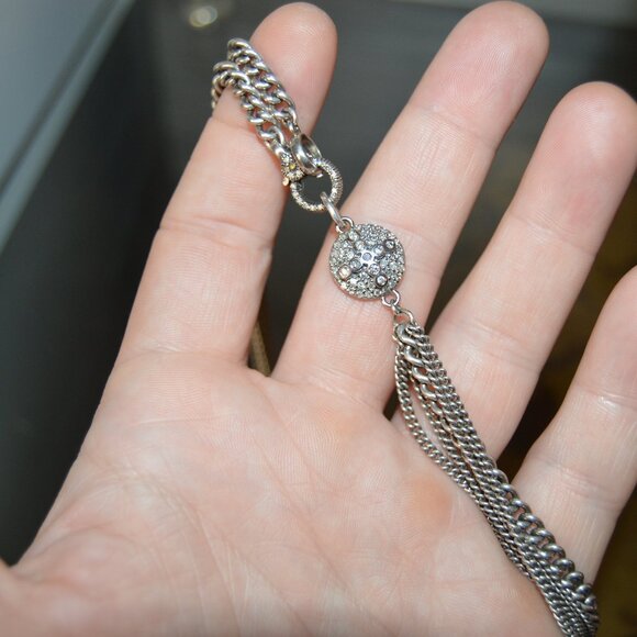 Multi-Strand Sterling Silver Chain Necklace with Diamond Pendant by Sheryl Lowe - Picture 6 of 9